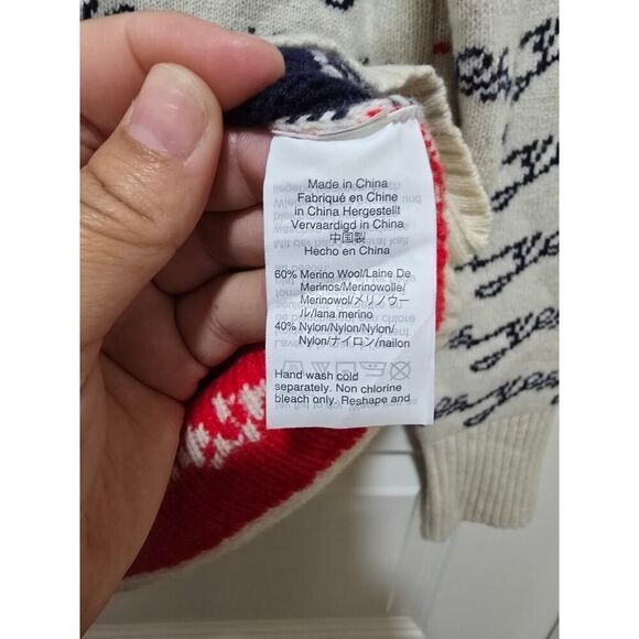 J.Crew Women’s Merino Wool Blend Cream Yes No Crew Neck Sweater Cozy Size M - Picture 11 of 12